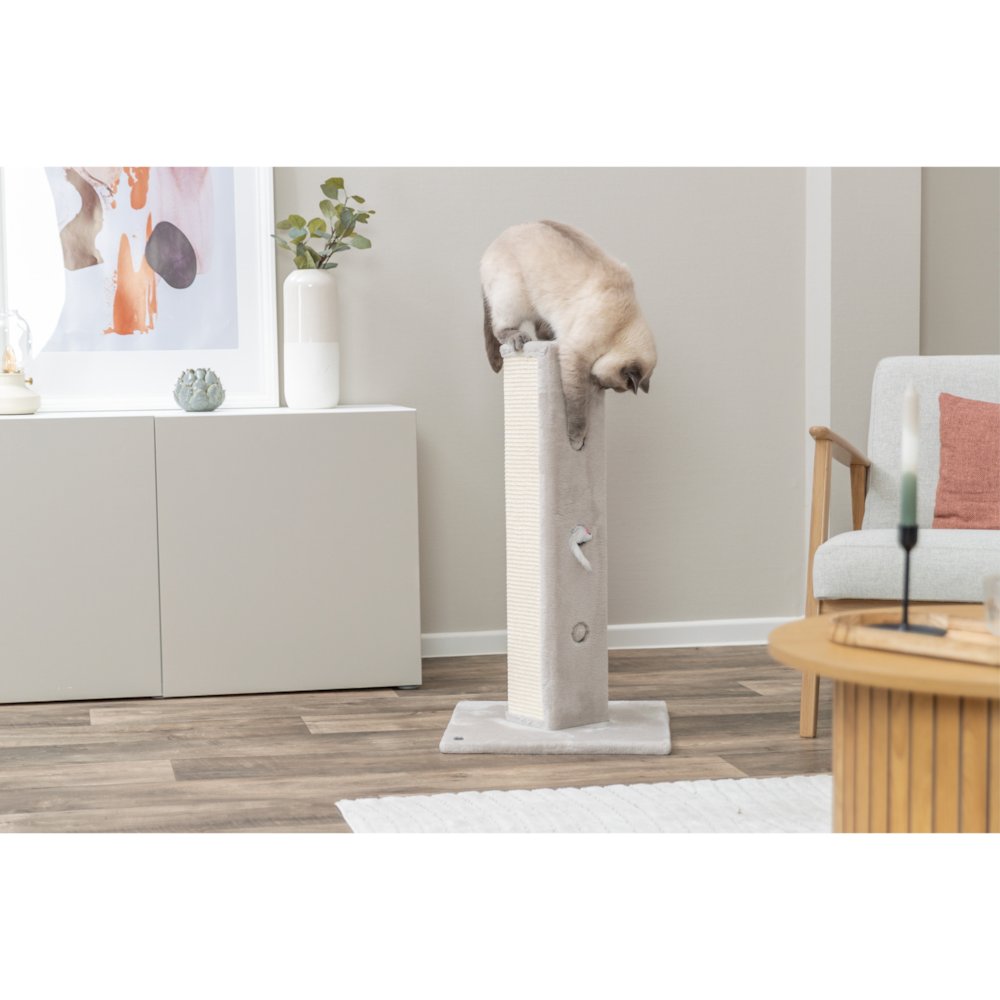Soria Plush & Sisal 31.5" Square Scratching Posts, Cat Toys for Hunting, Greige