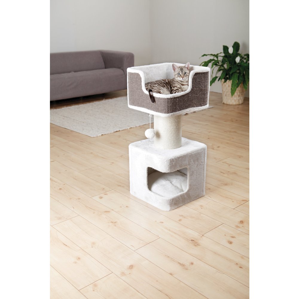 Ava XXL Jute & Plush 2-Level 34" Cat Tree with Scratching Post & Condo, Gray