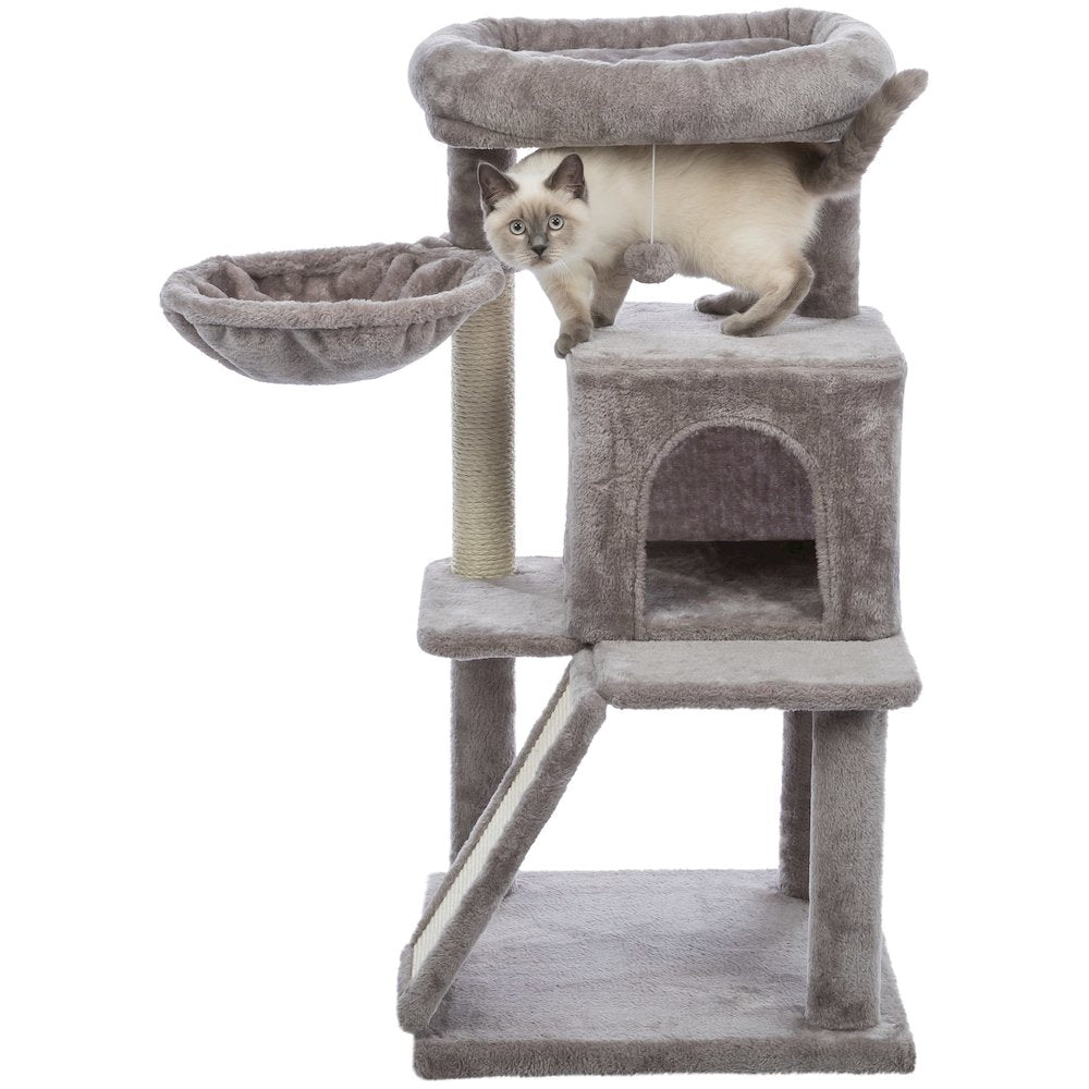 Pepito Plush & Sisal 2-Level 39.4" Cat Tree with Scratching Posts & Condo, Gray