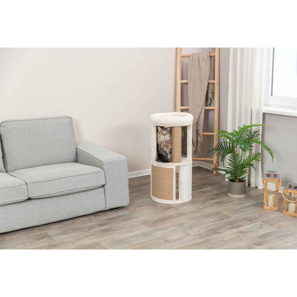 Giorgia Plush & Sisal 32" Cat Condo Tower, Scratching Posts  with Padded Bed