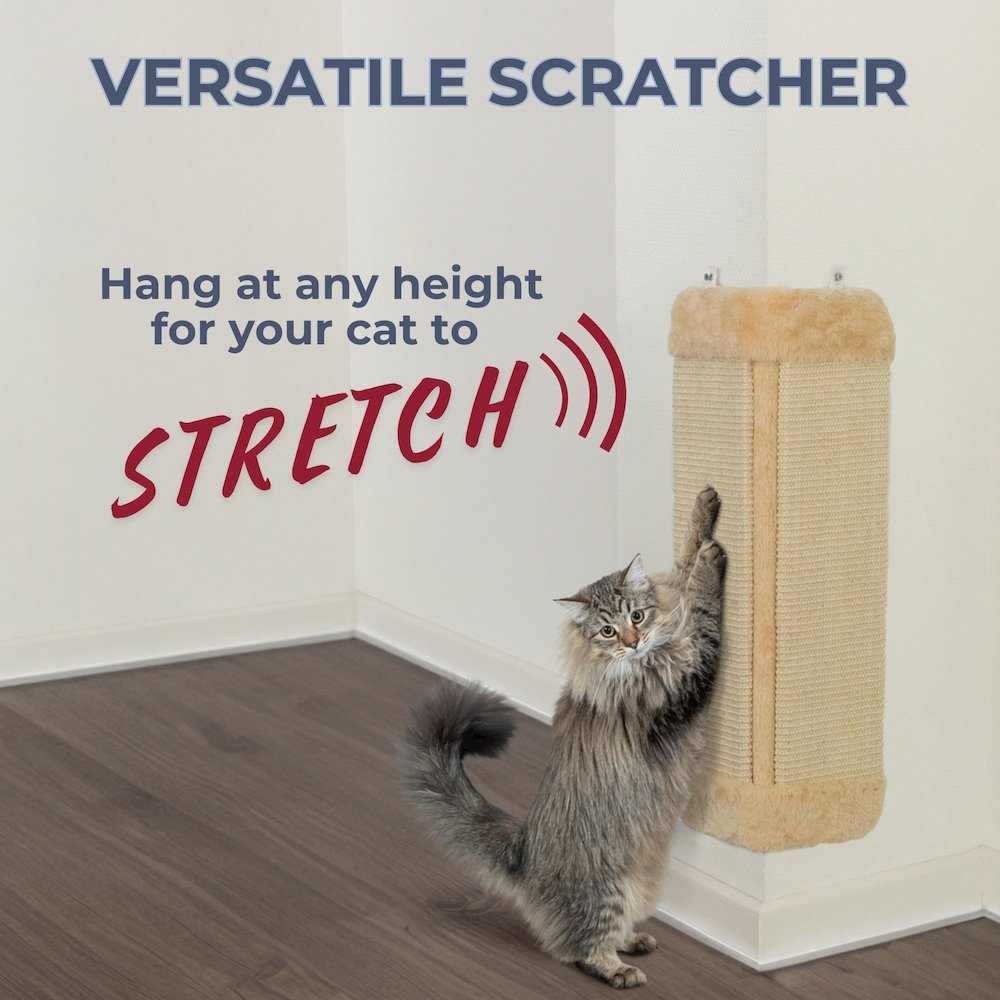 Wall Mount Sisal Scratching Board for Corners, Vertical Cat Scratcher, Beige