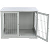 38.7" Dog Crate, Wooden Indoor Kennel Furniture for Large Dogs Up to 66 lb, Gray
