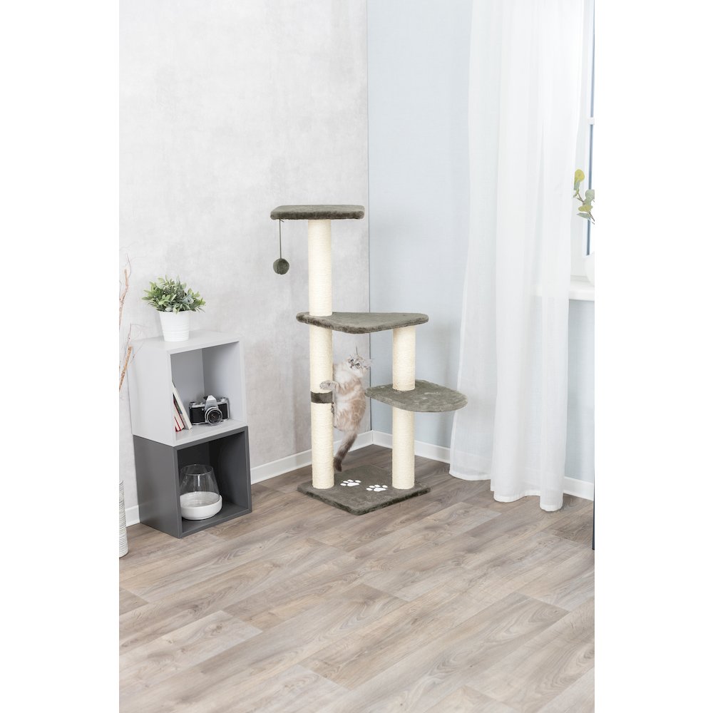 Altea Plush 3-Level 46.1" Cat Tree with Sisal Scratching Posts & Cat Toy, Gray