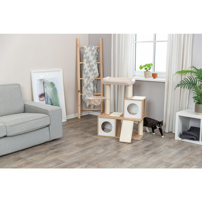 Addison Sisal & Wood 35.5" Cat Tree, Modern Cat Tower, Condos, Hammock, Cozy Bed