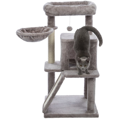 Pepito Plush & Sisal 2-Level 39.4" Cat Tree with Scratching Posts & Condo, Gray