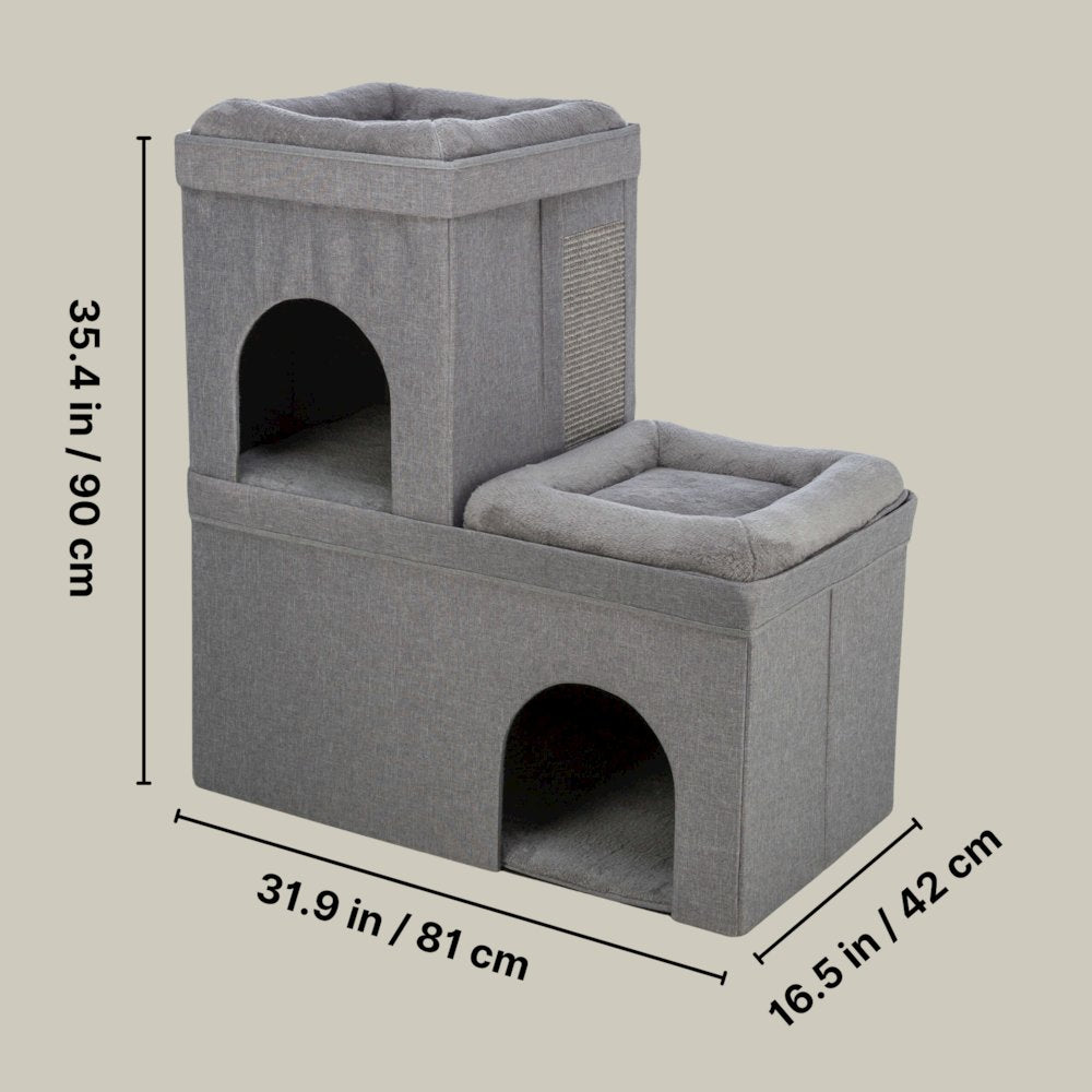 Crazy Cube Stackable Cat Condo with Sisal Scratching Surface, Cozy Hideaway