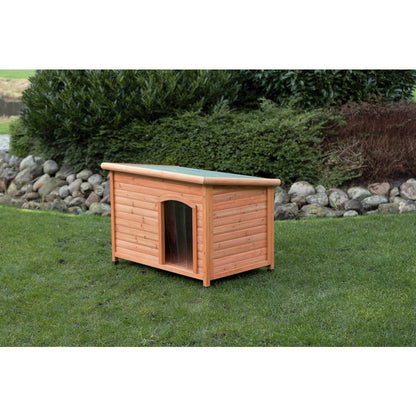 Classic Insulated Weatherproof Wooden Small Outdoor Dog House w-Hinged Roof