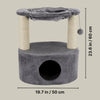 Baza Grande Plush & Sisal 24" Cat Tree, Cat Condo and Hammock, Cat Toy, Gray