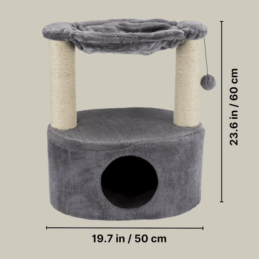 Baza Grande Plush & Sisal 24" Cat Tree, Cat Condo and Hammock, Cat Toy, Gray