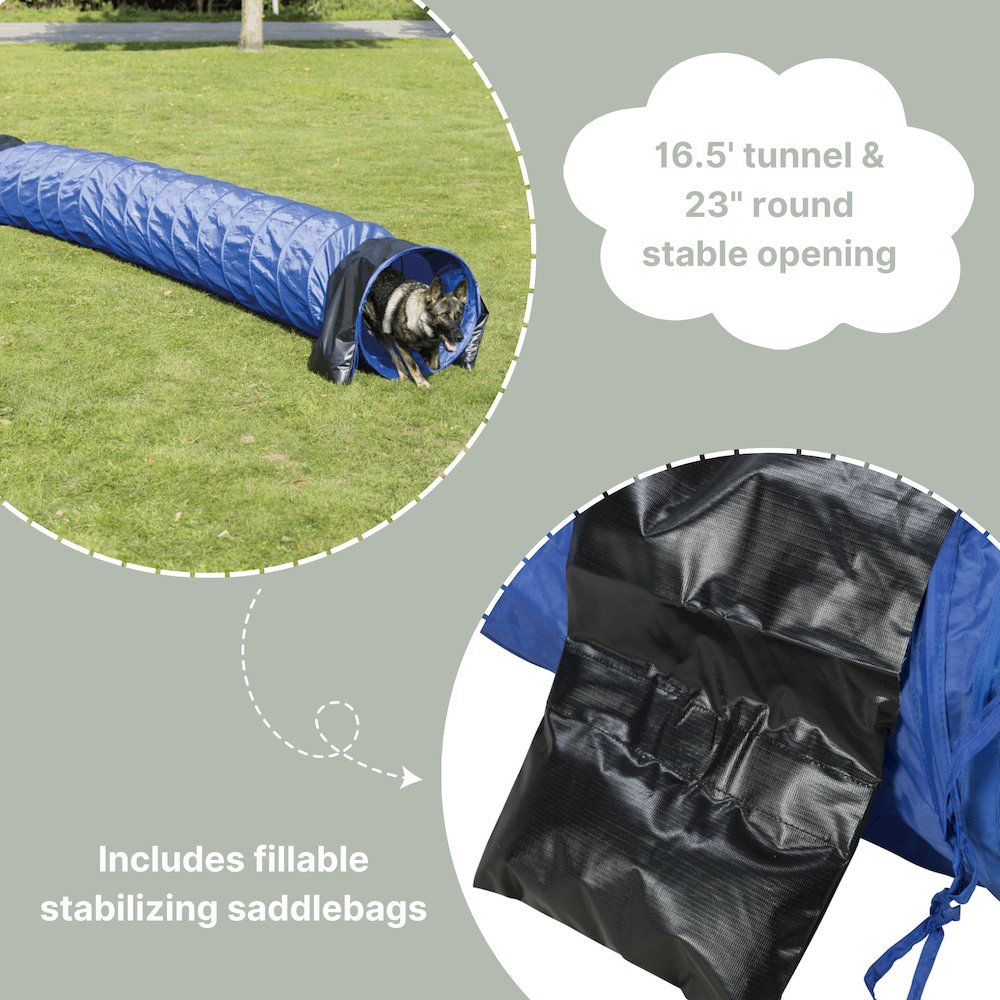 Dog Agility Tunnel 16.5', Portable Dog Training Tunnel, Obedience
