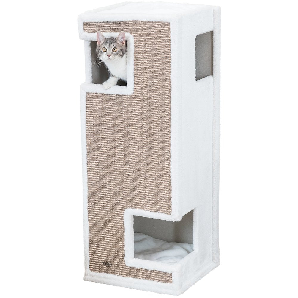 Gerardo Plush & Sisal 3-Story 39.4" Cat Condo Tower with Removable Cushions