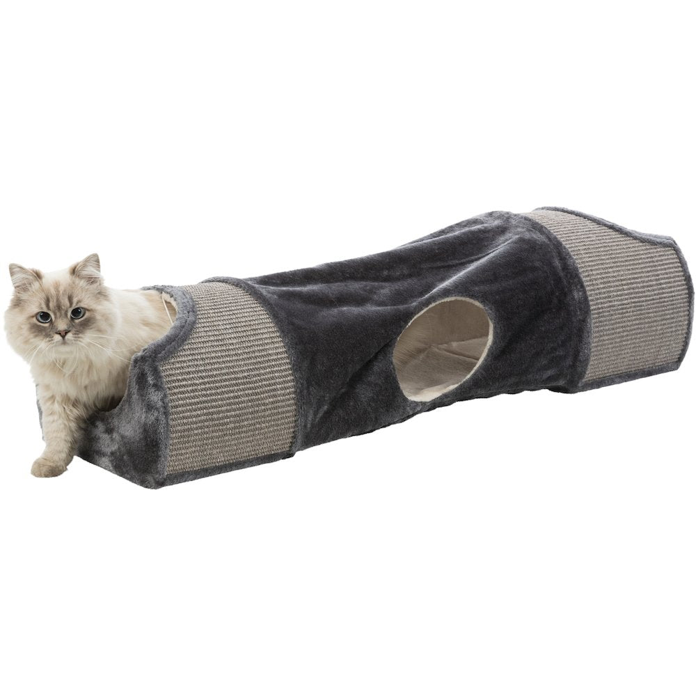 Sisal & Plush 1-Level 11.8" Cat Condos with Scratching Surface, Tunnel & Cat Toy