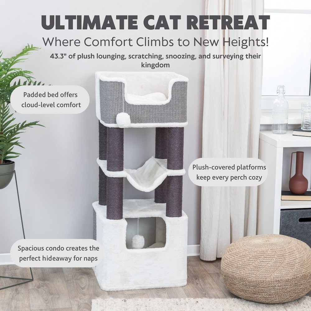 Lucano Xxl 43.3" Multi-Level Cat Tree with Sisal Scratching Posts