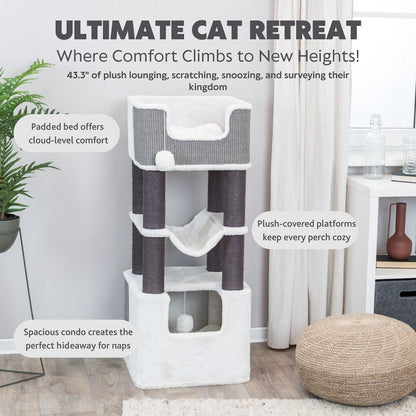Lucano Xxl 43.3" Multi-Level Cat Tree with Sisal Scratching Posts
