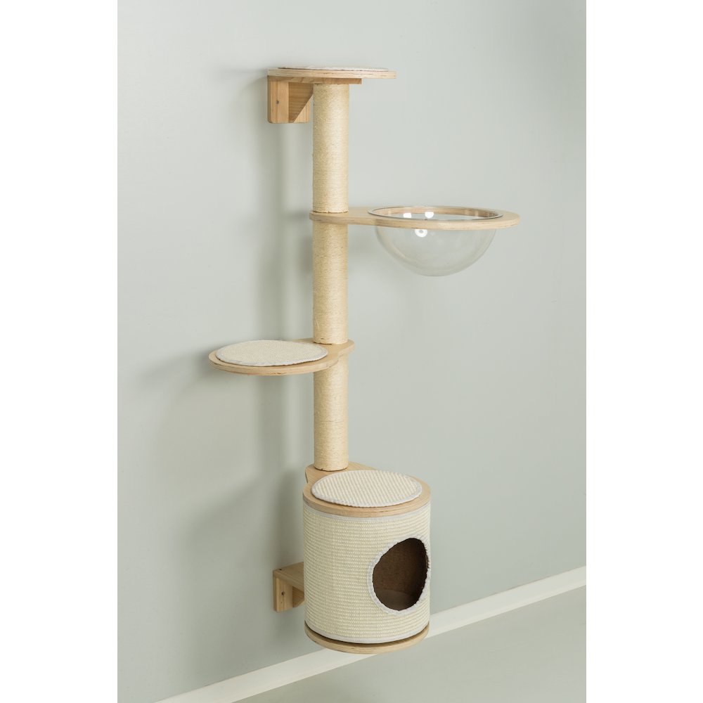 Mateo Wooden & Sisal 4-Level 54.3" Wall Mount Cat Tree, Scratching Posts & Condo