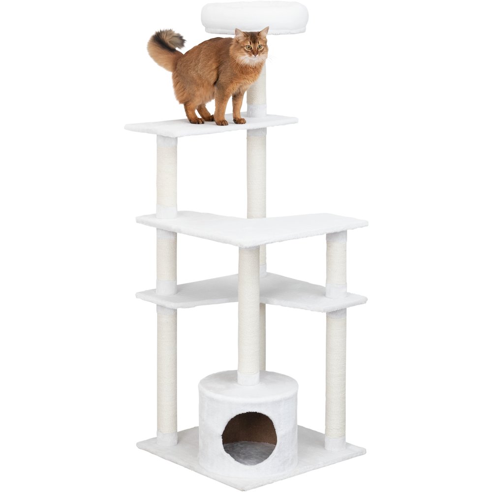 Seli Plush 4-Level 59" Cat Tree with Sisal Scratching Posts, Condo & Cat Toy