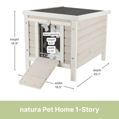 natura 1-Story Weatherproof Small Outdoor Cat House with Hinged Roof, Gray