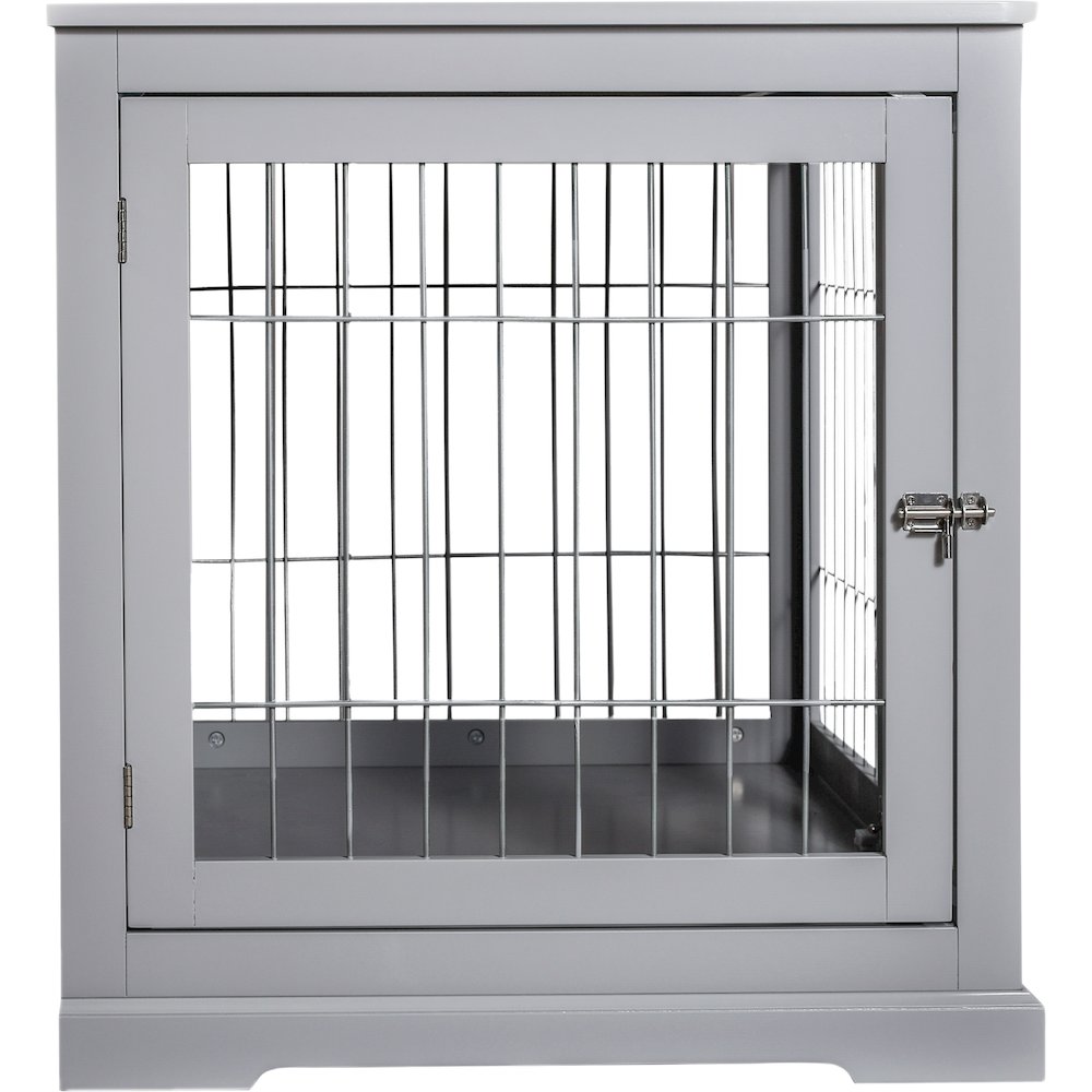 29.5" Dog Crate, Wooden Indoor Kennel Furniture for Small Dogs Up to 25 lb, Gray