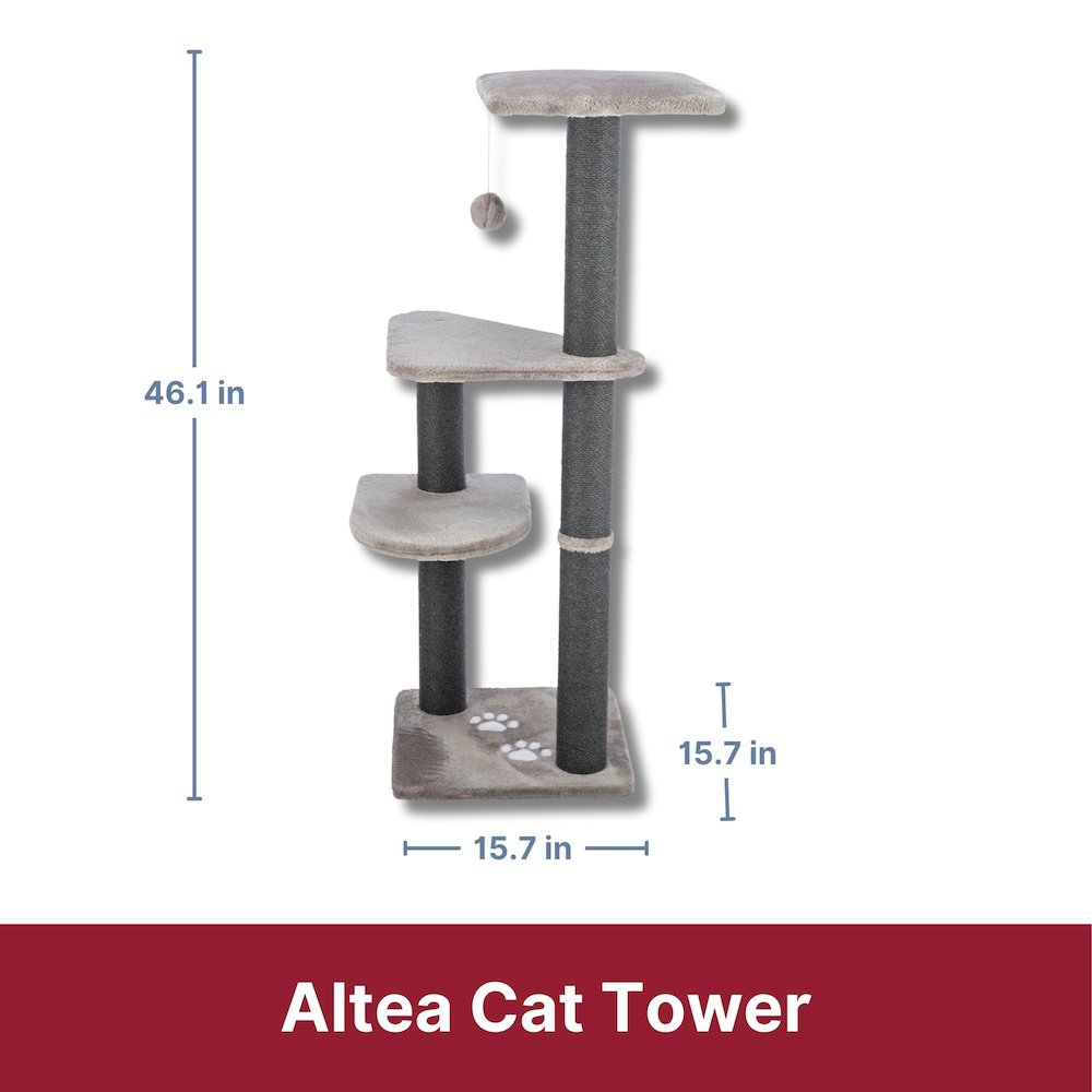 Altea Plush 3-Level 46.1" Cat Tree with Sisal Scratching Posts & Cat Toy