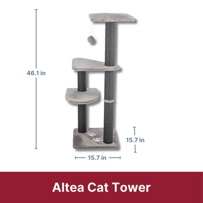 Altea Plush 3-Level 46.1" Cat Tree with Sisal Scratching Posts & Cat Toy