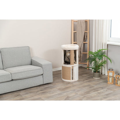 Giorgia Plush & Sisal 32" Cat Condo Tower, Scratching Posts  with Padded Bed
