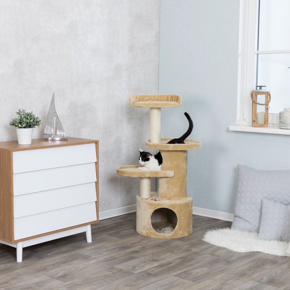 Oviedo Plush 3-Level 41" Cat Tree with Sisal Scratching Posts, Condo & Tunnel