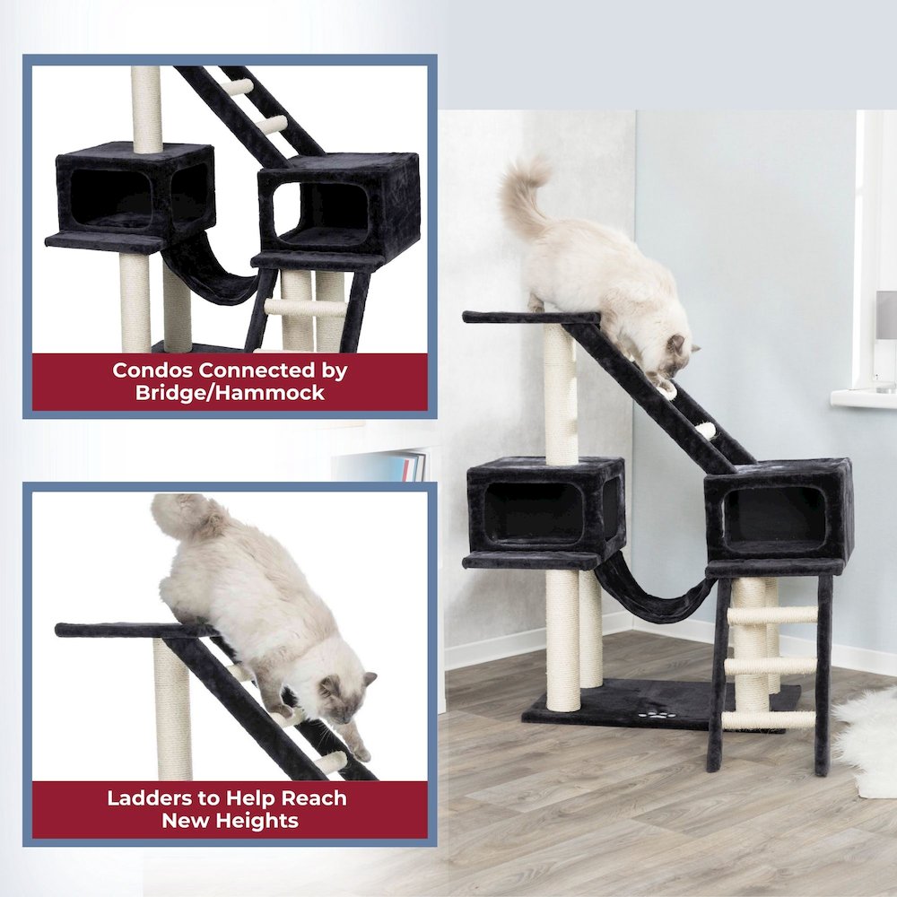 Malaga Sisal 3-Level 43" Cat Tree with Scratching Posts, Condos & Ladders, Gray