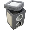 Saul 25" Cat Tower, 2-Story Cat Condo, Sisal Cat Scratcher, Cat Cube, Gray