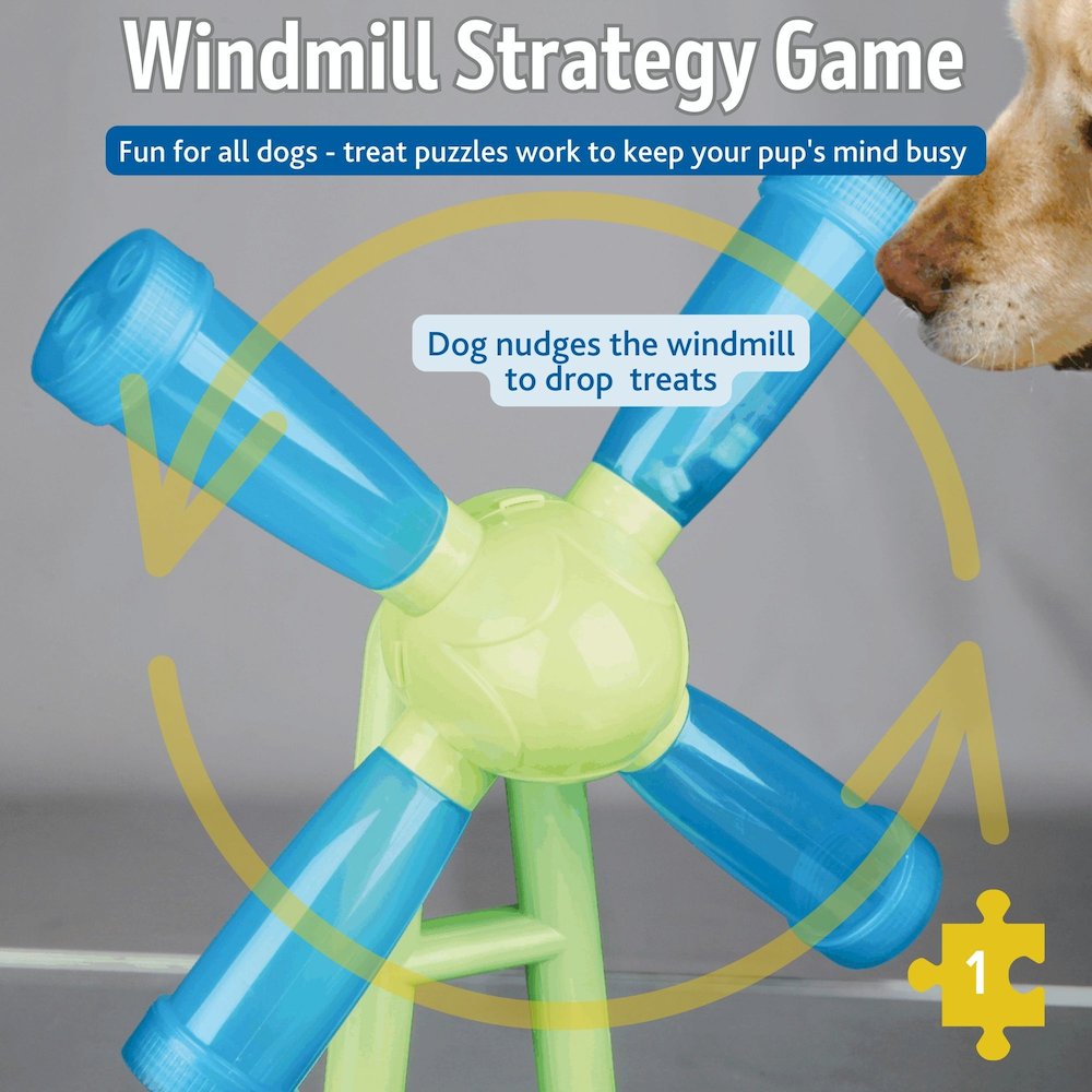 Dog Activity Windmill Strategy Game, Level 1, Beginner Dog Puzzle Toy