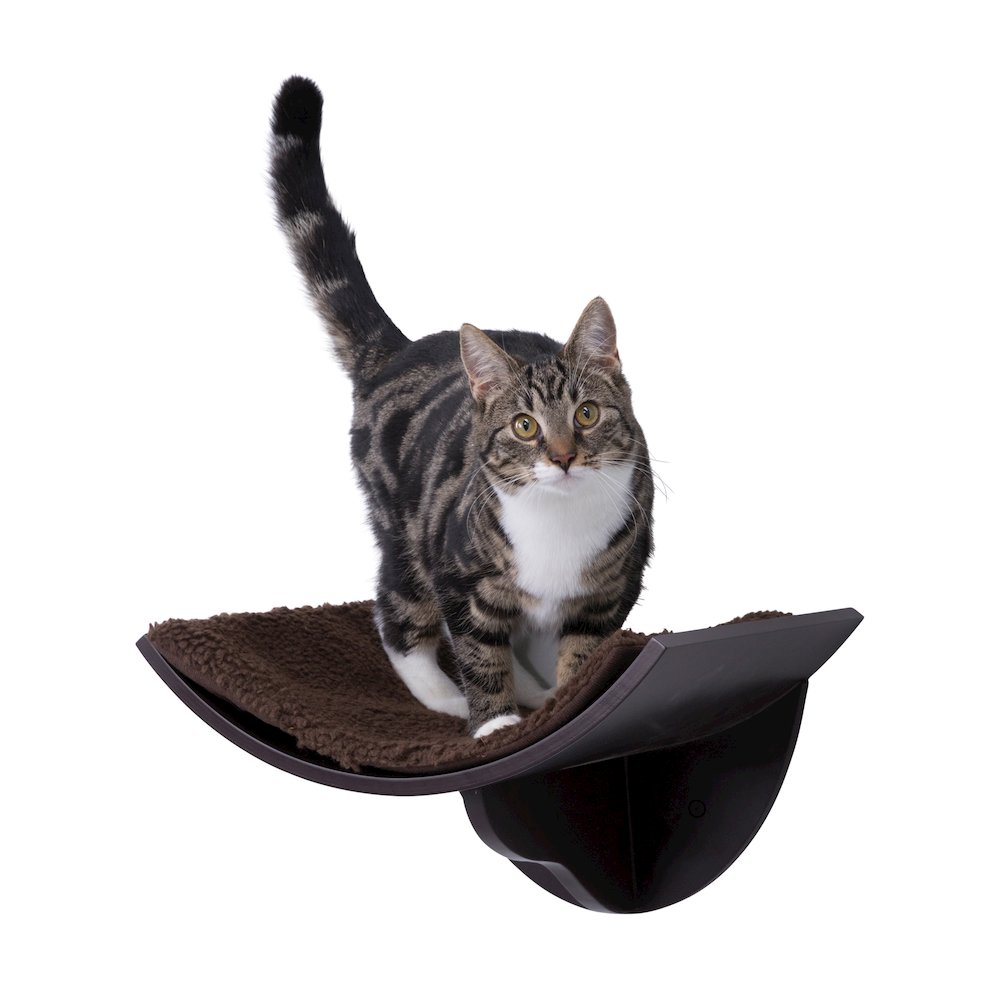 Lorena Space Saving Wall Mounted Cat Perch with Soft Cushion, Brown
