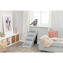 4-Step Pet Stairs, Lightweight and Collapsible Steps Ideal for Dogs & Cats, Gray