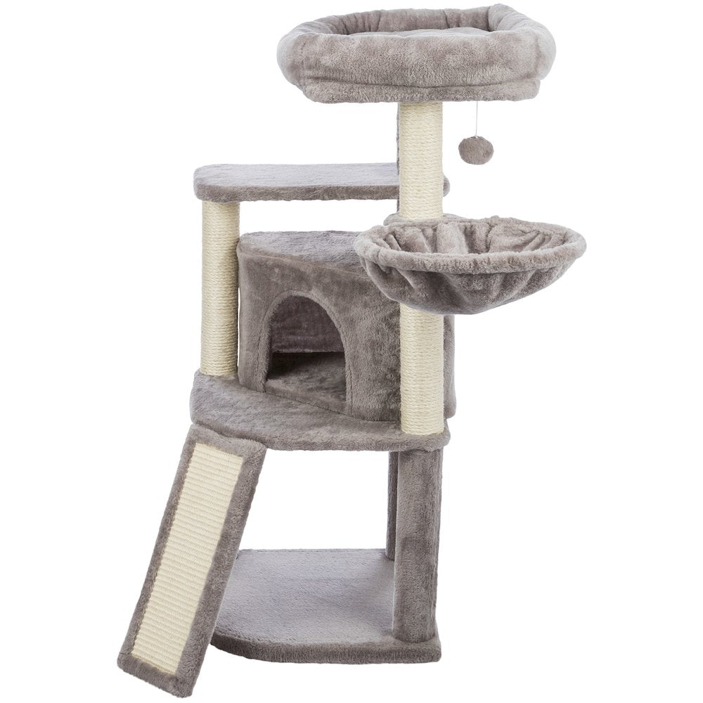 Adriana Plush & Sisal 3-Level 41.7" Cat Tree with Scratching Posts & Condo, Gray