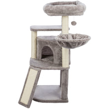 Adriana Plush & Sisal 3-Level 41.7" Cat Tree with Scratching Posts & Condo, Gray
