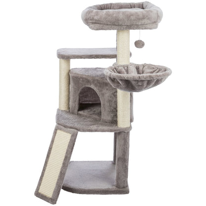 Adriana Plush & Sisal 3-Level 41.7" Cat Tree with Scratching Posts & Condo, Gray