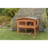 Deluxe Weatherproof Outdoor 2-Story Large Wooden Small Animal Hutch, Run, Tray
