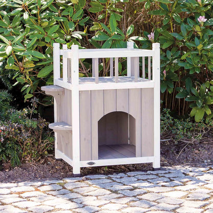 natura 1-Story Weatherproof Elevated Outdoor Cat Shelter with Balcony, Gray