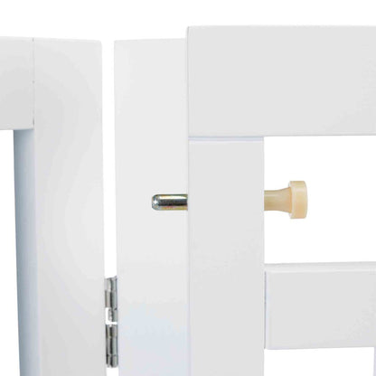 4-Panel Foldable Wood Freestanding Pet Gate, Walk Thru Door, Expands to 80"