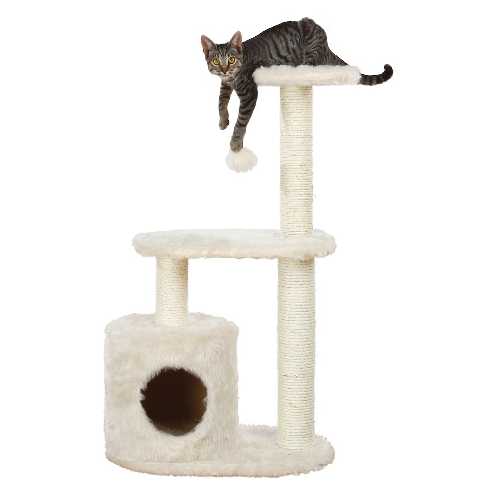 Casta Plush & Sisal 3-Level 37.4" Cat Tree with Scratching Posts & Condo, Cream