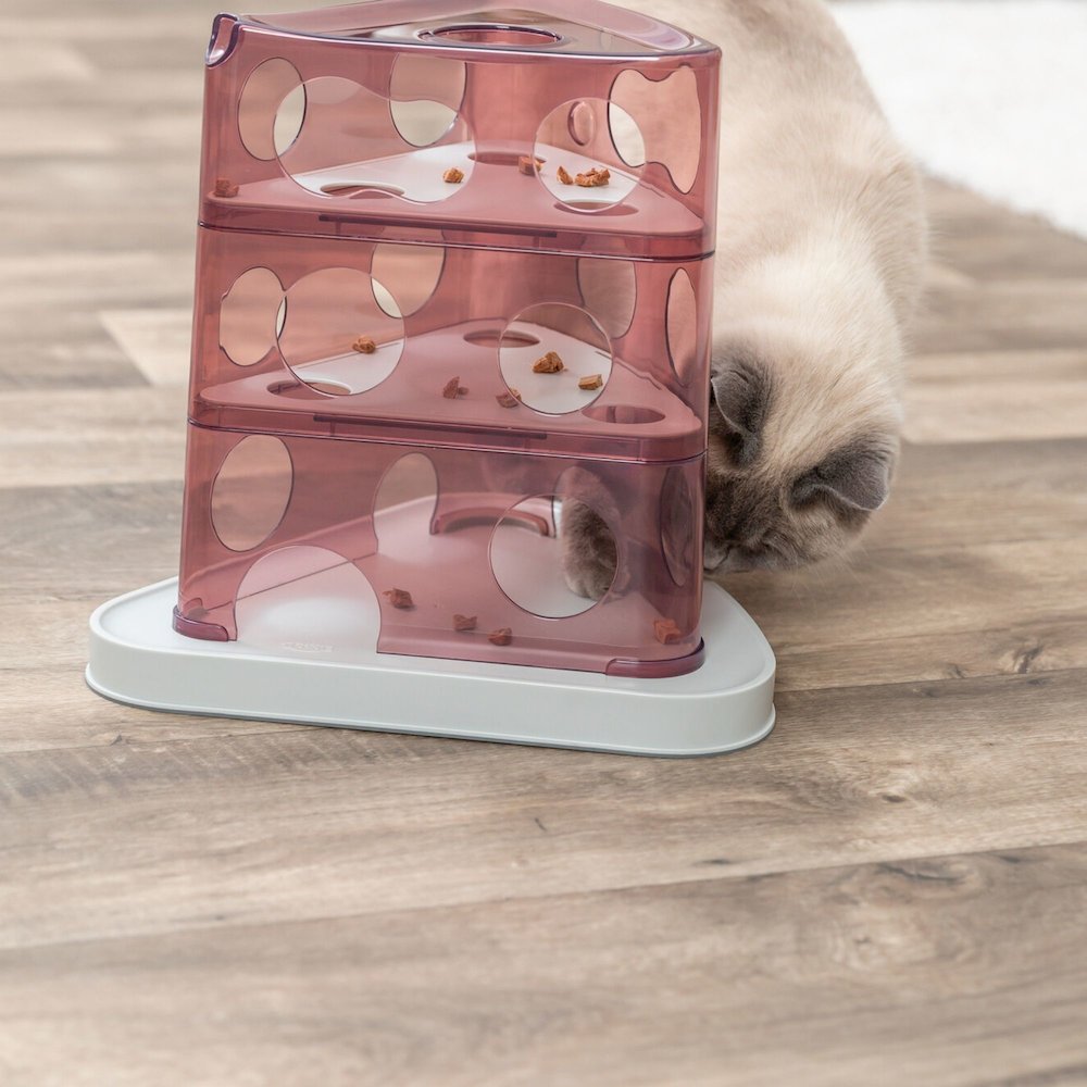 Cheese Tower Strategy Game for Cats, Puzzle Toy, Treat Dispenser