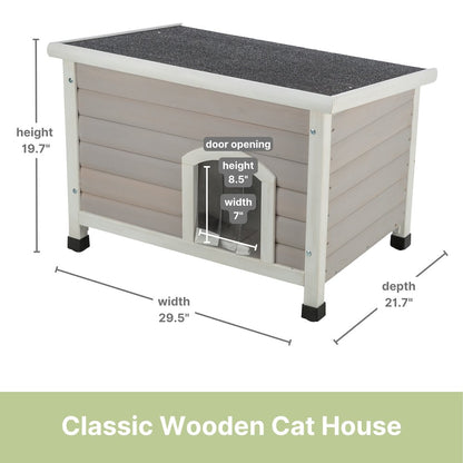 Classic Elevated Weatherproof Cat House, 2 Cover Openings, Indoor-Outdoor