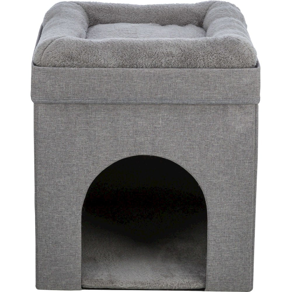 Crazy Cube Stackable 1-Story Indoor Cat Condo, Cat House with Scratching Pad