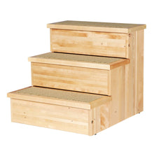 3-Step Wooden Pet Stairs with Storage & Non-Slip Pads, Natural
