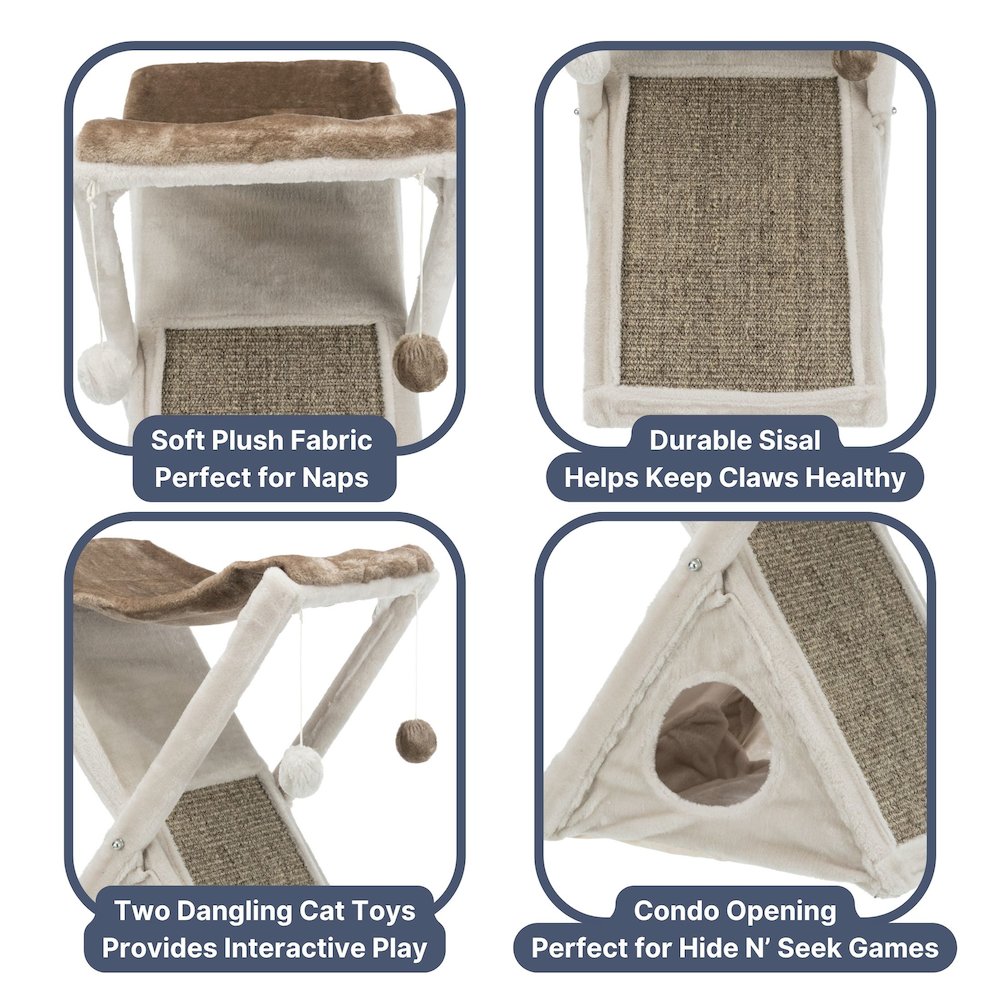 Miguel Fold & Store Plush & Sisal 25.5" Cat Tree, Hammock, Condo, Scratcher