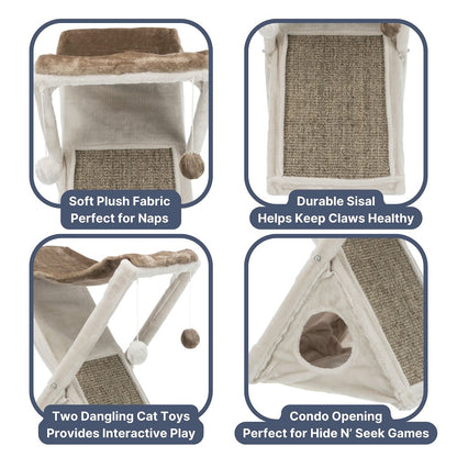 Miguel Fold & Store Plush & Sisal 25.5" Cat Tree, Hammock, Condo, Scratcher