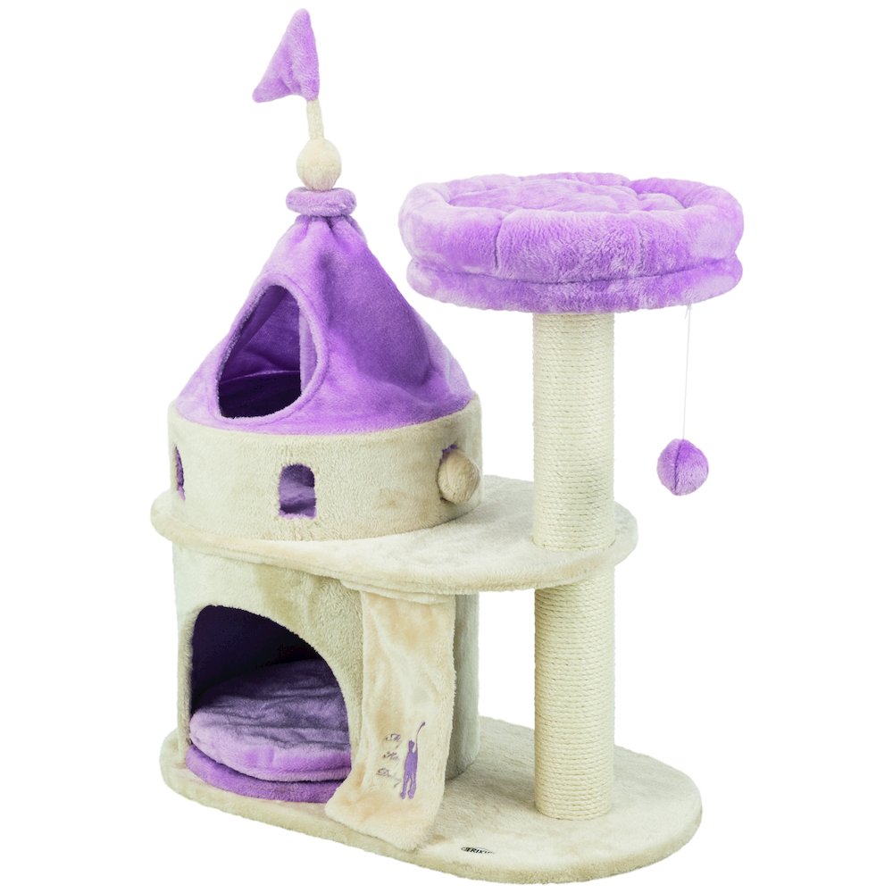My Kitty Castle Plush 35.5" Cat Tree, Sisal Scratching Posts, Rustling Fabric