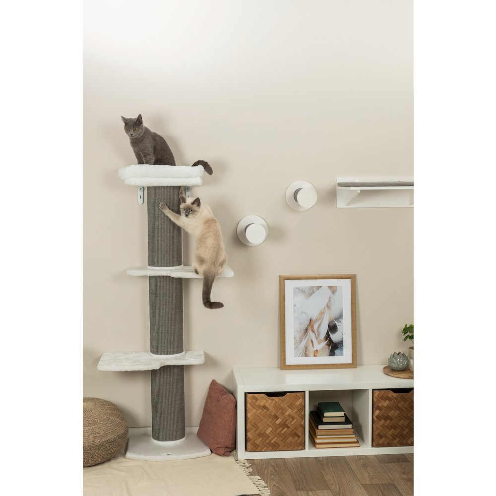 Acadia Plush & Sisal 3-Level 63" Cat Tree, Scratching Posts, Wall Brackets, Gray
