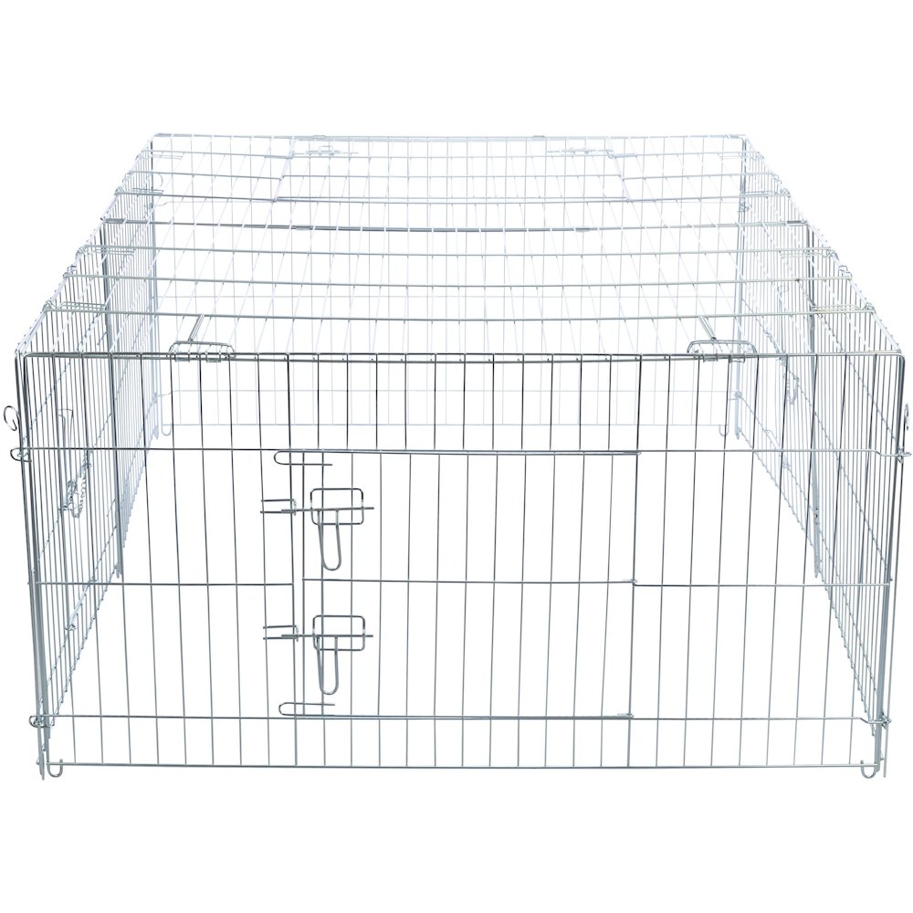 Enclosed Outdoor 34 cu. Ft. Galvanized Metal Small Animal Cage with 5 Doors