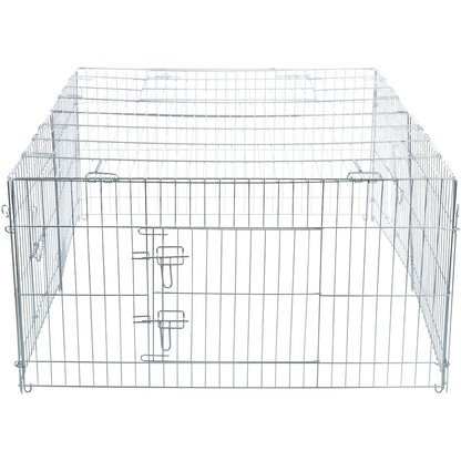 Enclosed Outdoor 34 cu. Ft. Galvanized Metal Small Animal Cage with 5 Doors