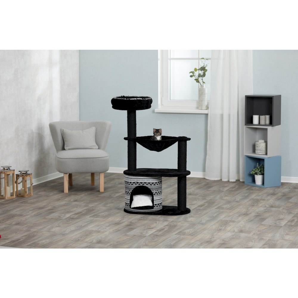 Giada Plush & Sisal 4-Level 44" Cat Tree with Scratching Posts, Condo & Hammock
