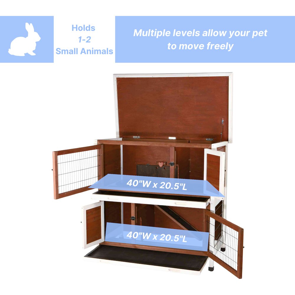 Natura Double Weatherproof Outdoor 2-Story Wooden Small Animal Hutch